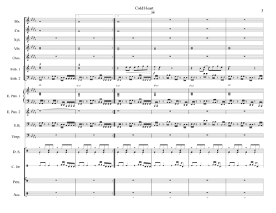 Cold Heart (pnau Remix) Percussion Ensemble scores gallery preview page 3