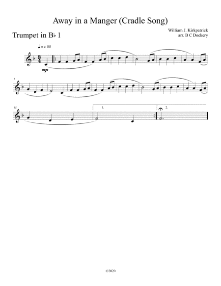 Away in a Manger (Cradle Song) for trumpet duet with piano accompaniment image number null