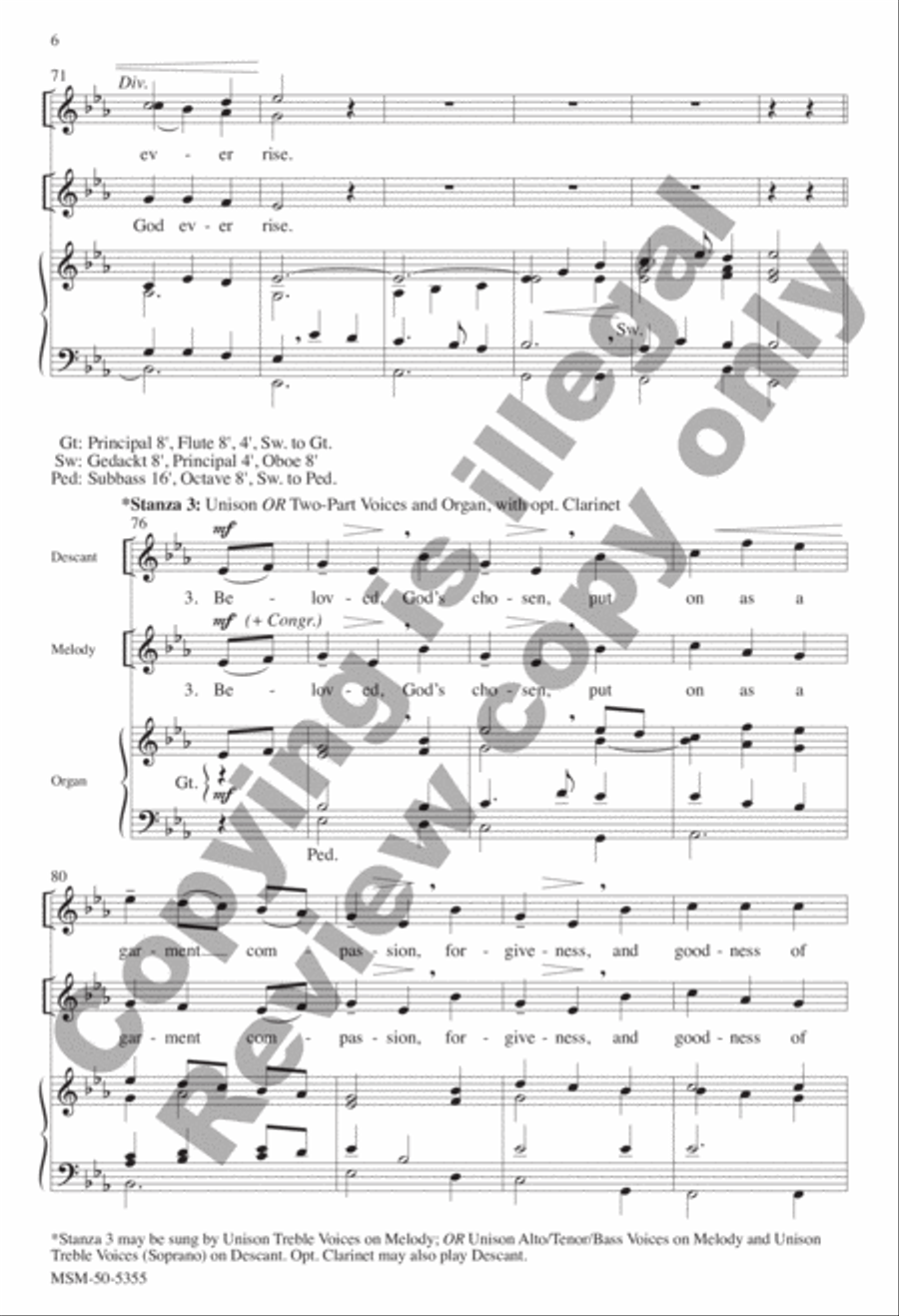 Beloved, God's Chosen Unison Choir scores gallery preview page 6