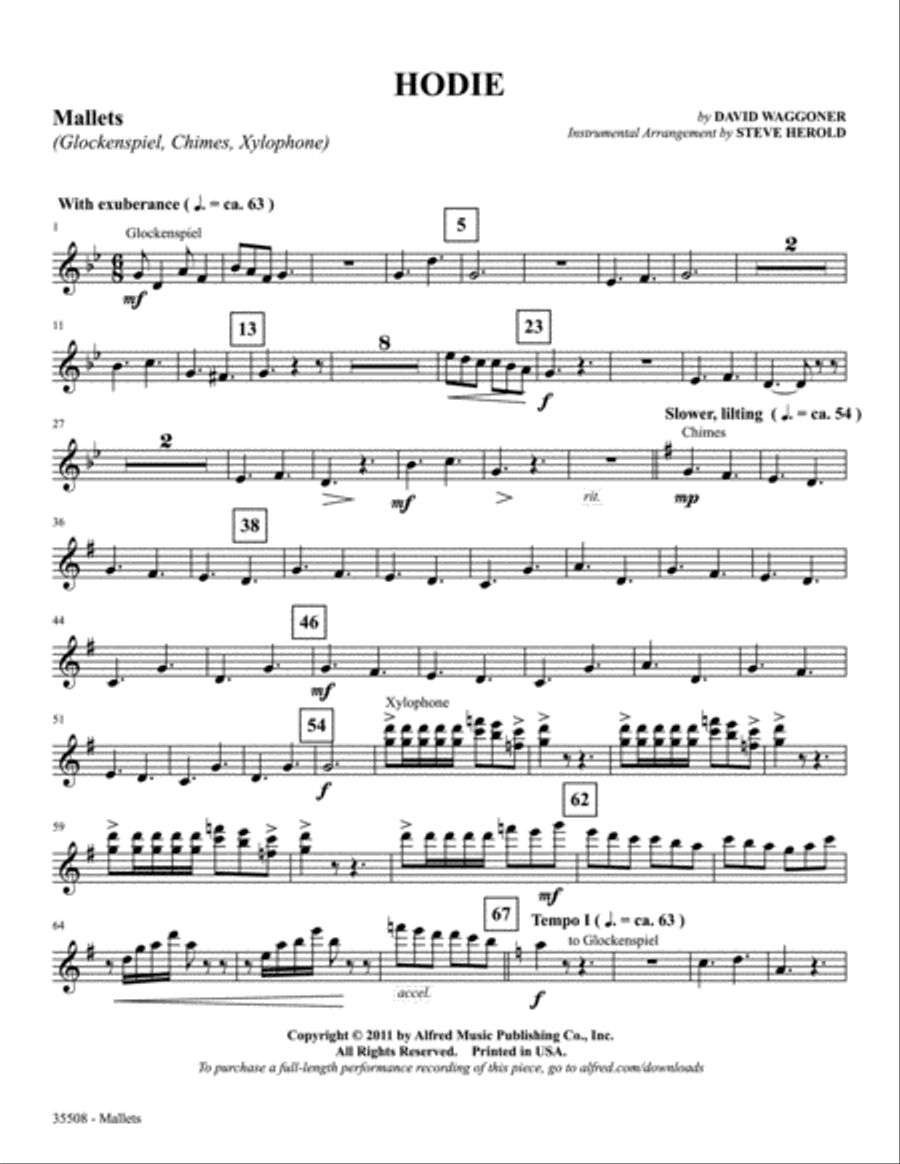 Hodie: Mallets Percussion scores gallery preview page 1