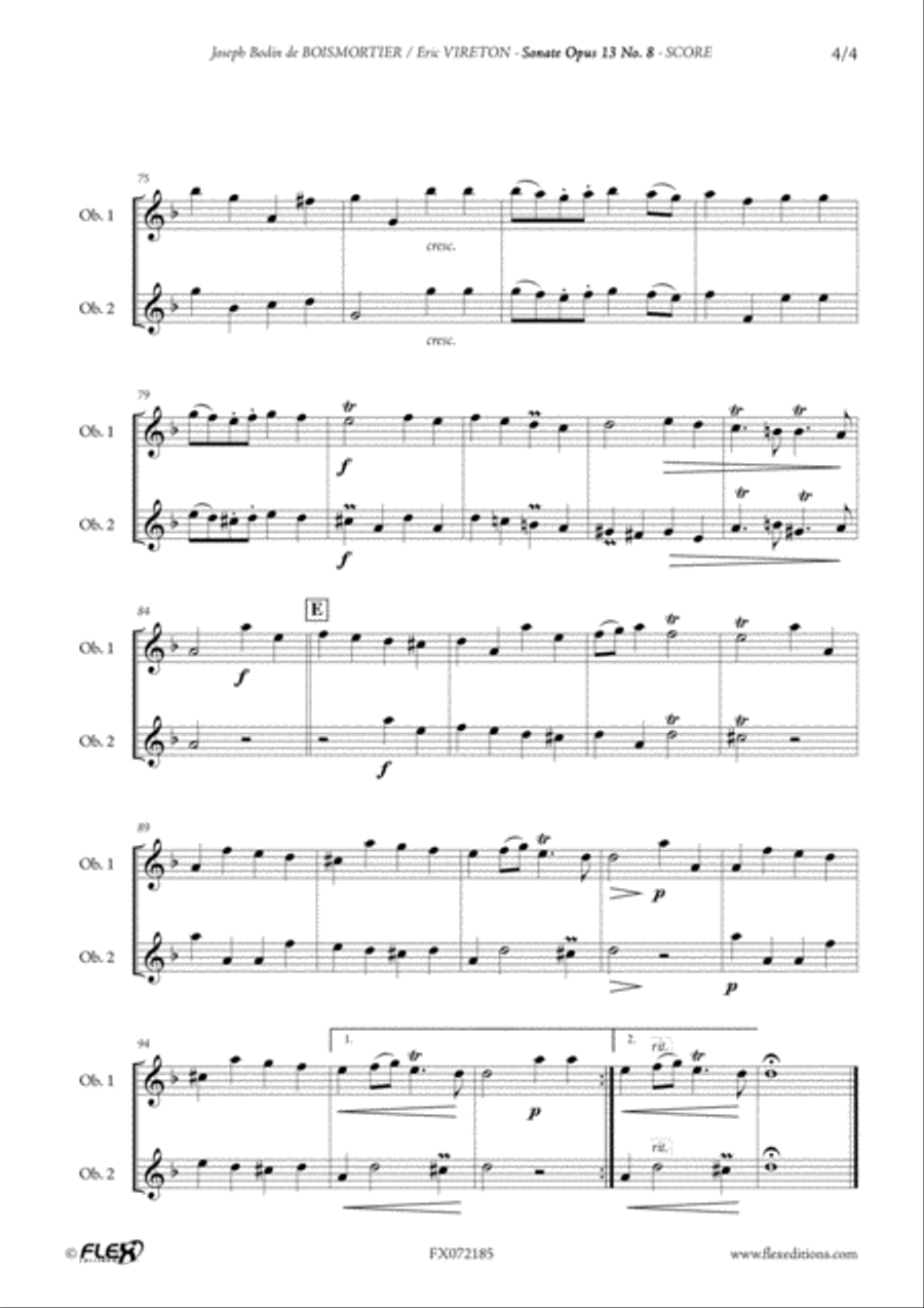 Sonata Opus 13 No. 8 Sonata Opus 13 No. 8 Woodwind Duet scores gallery preview page 5