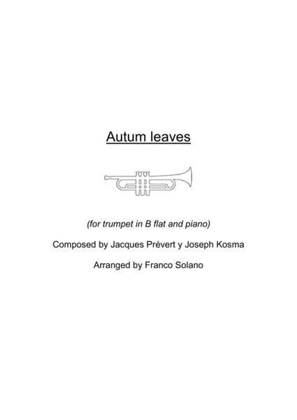 Autumn Leaves for trumpet in b flat and piano