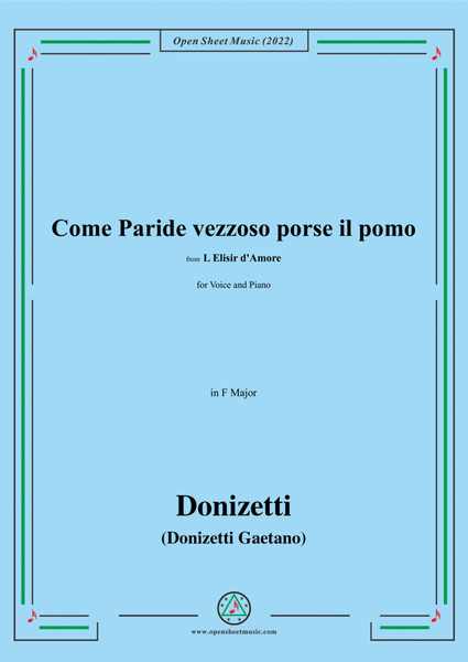 Donizetti-Come Paride vezzoso porse il pomo,in F Major,for Voice and Piano