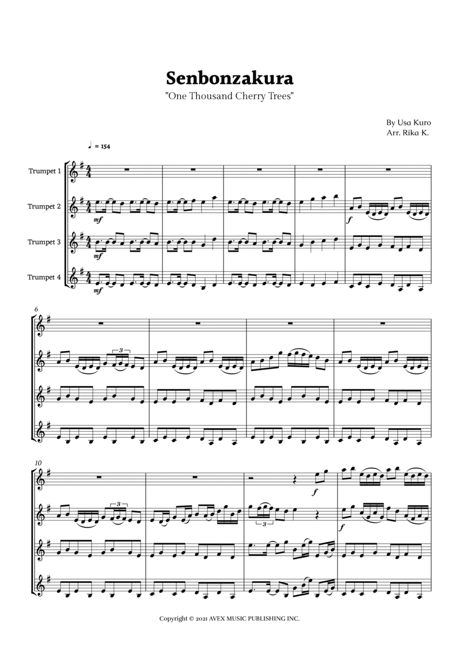 Senbonzakura Brass Quartet scores gallery preview page 1