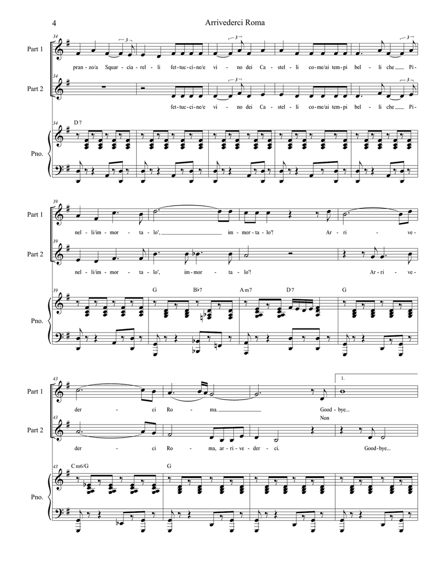 Arrivederci Roma (goodbye To Rome) 2-Part scores gallery preview page 4