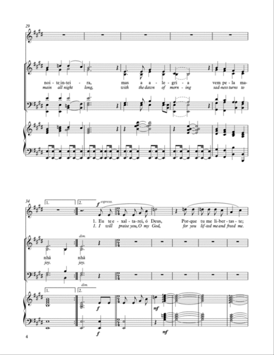 SALMO 30 | Psalm 30 / O Choro Pode Durar | Through Weeping and Deepest - SATB 4-Part scores gallery preview page 4
