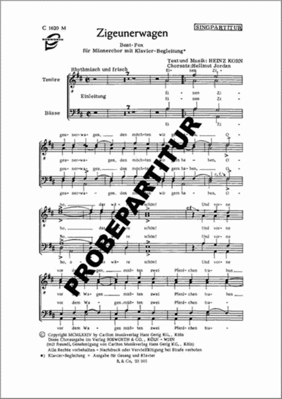 Zigeunerwagen Men's Choir scores gallery preview page 1