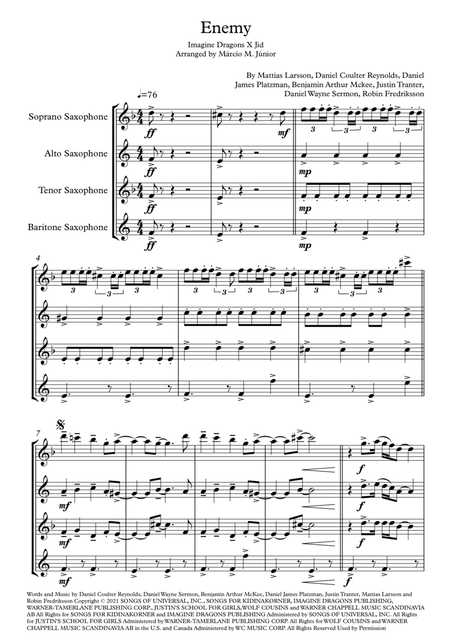 Enemy Woodwind Quartet scores gallery preview page 1