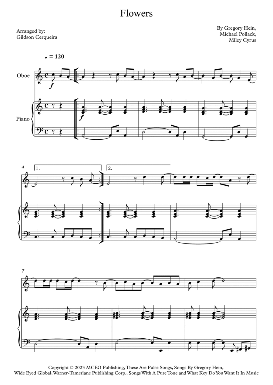 Flowers Piano scores gallery preview page 1