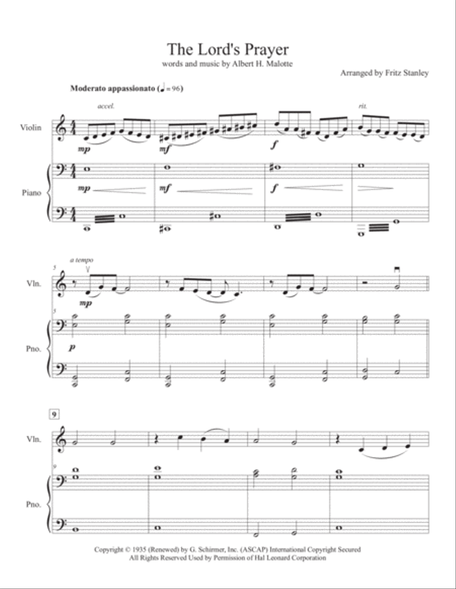 The Lord's Prayer Violin Solo scores gallery preview page 2