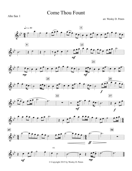 Come Thou Fount of Every Blessing (Sax Quartet) image number null