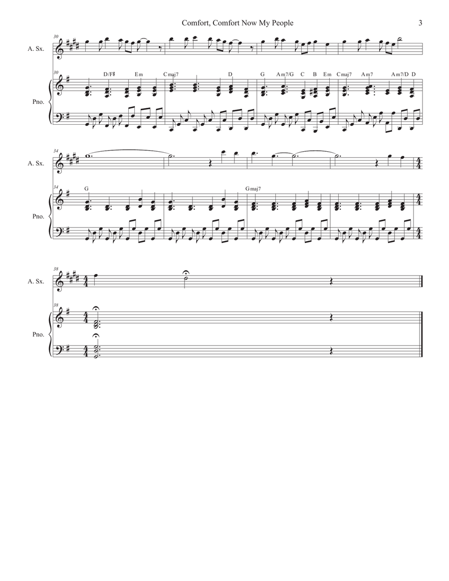 Comfort, Comfort Now My People (Alto Saxophone and Piano) Comfort, Comfort Now My People (Alto Saxophone and Piano) Alto Saxophone scores gallery preview page 4