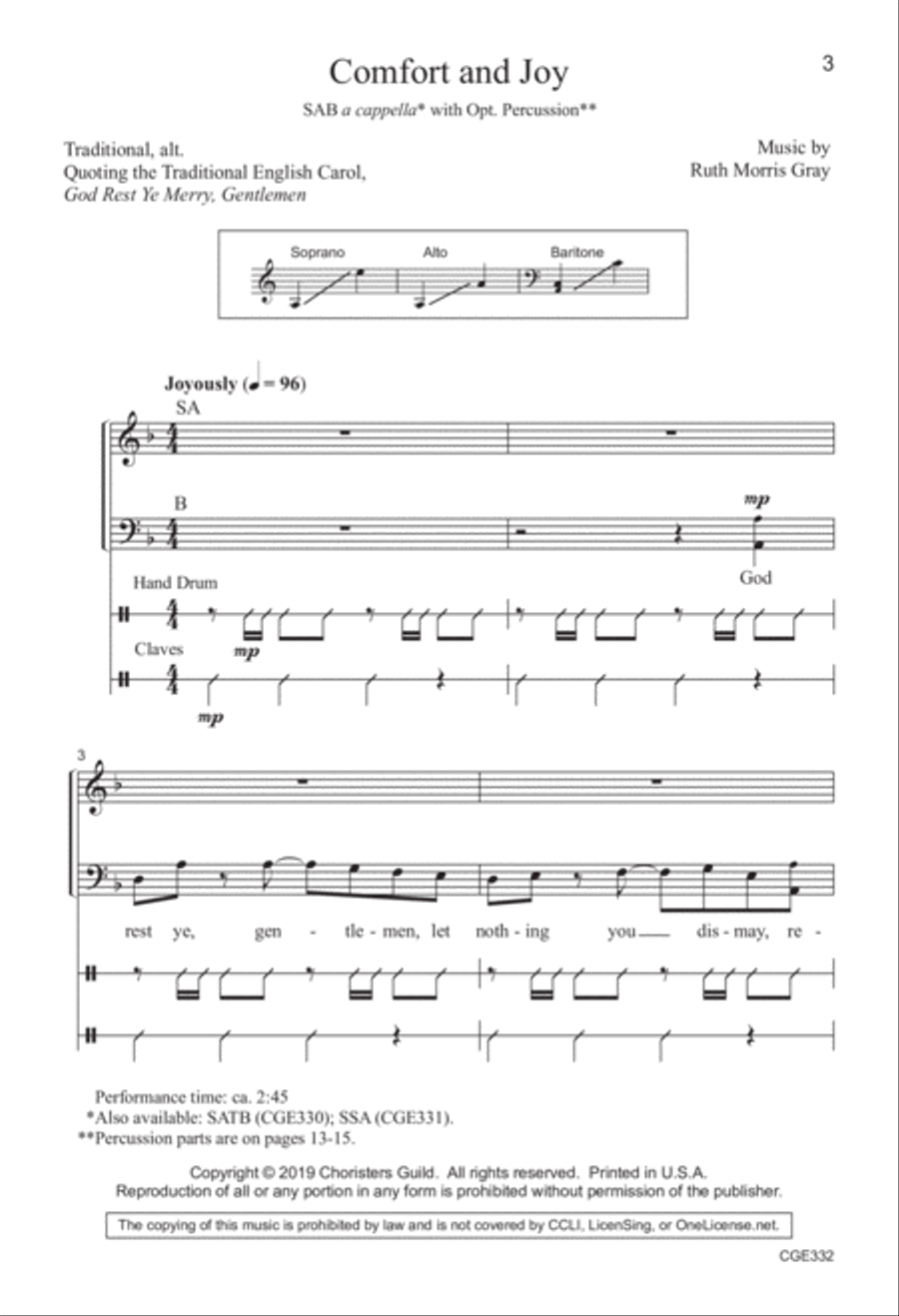 Comfort and Joy (SAB) 3-Part scores gallery preview page 2