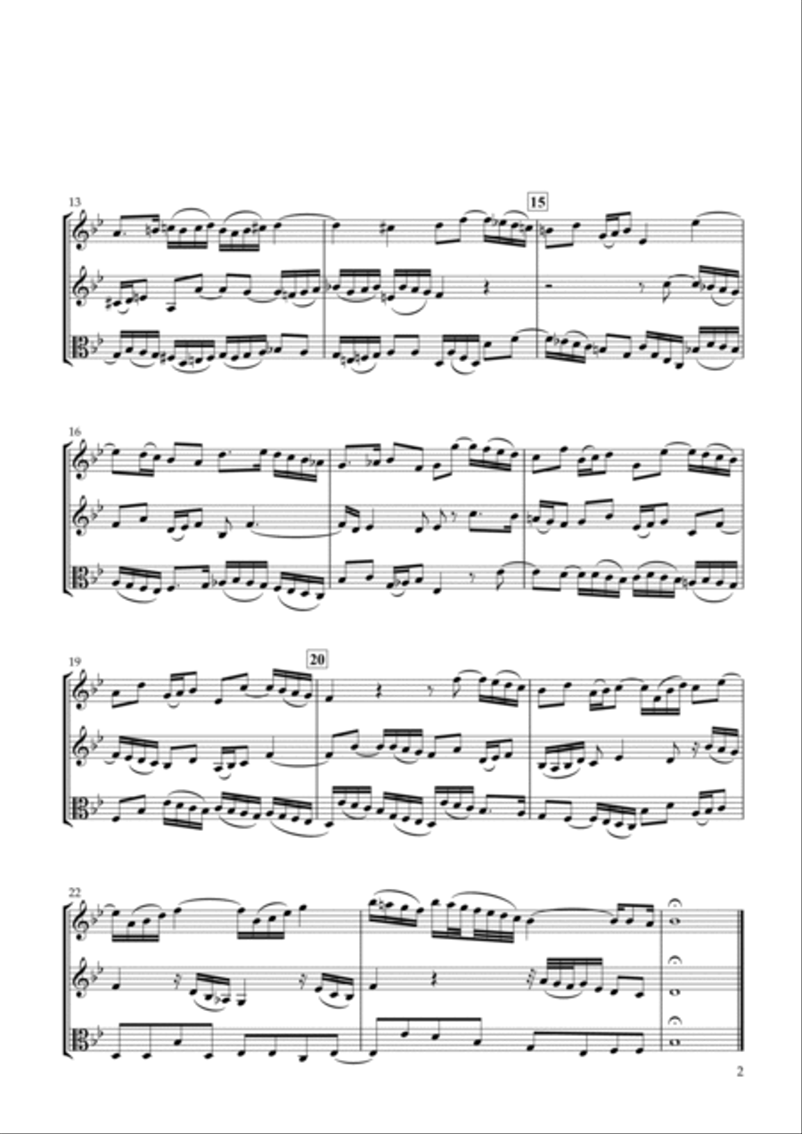 Sinfonia No.14 BWV.800 for Two Violins & Viola String Duet scores gallery preview page 2
