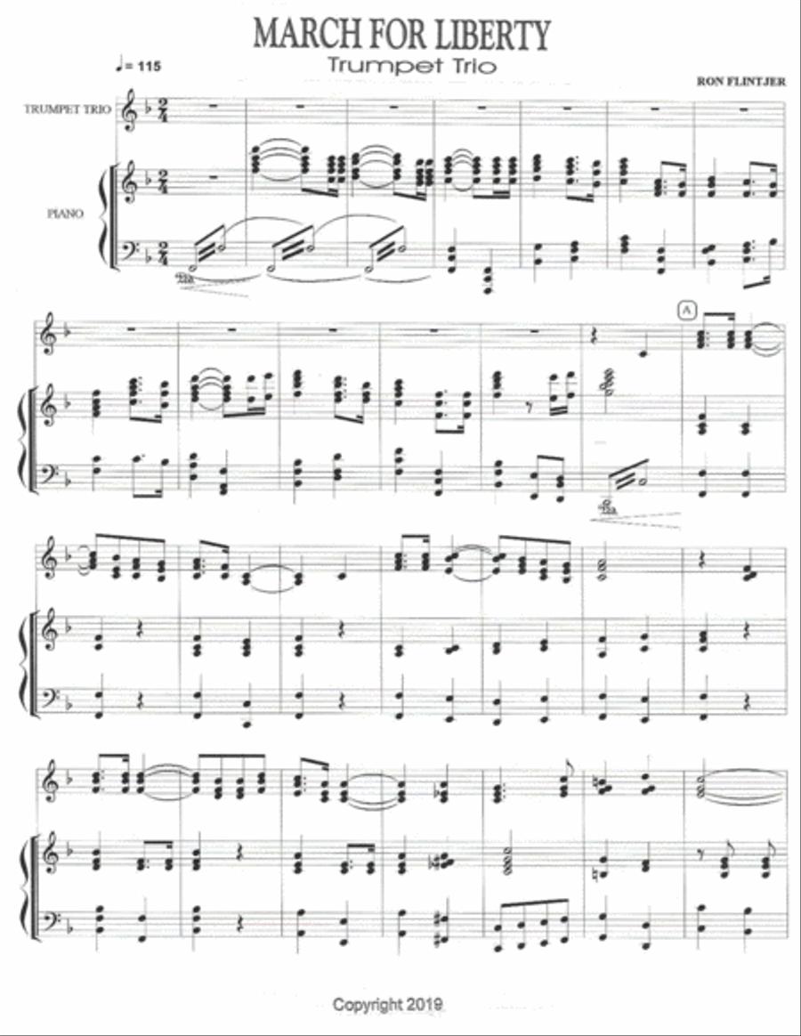 MARCH FOR LIBERTY (trumpet trio w piano accomp.) Trumpet Trio scores gallery preview page 2