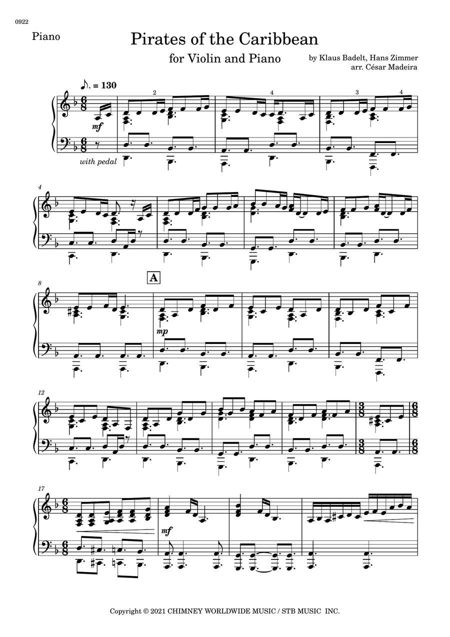 Pirates Of The Caribbean Pirates Of The Caribbean Violin Solo scores gallery preview page 4