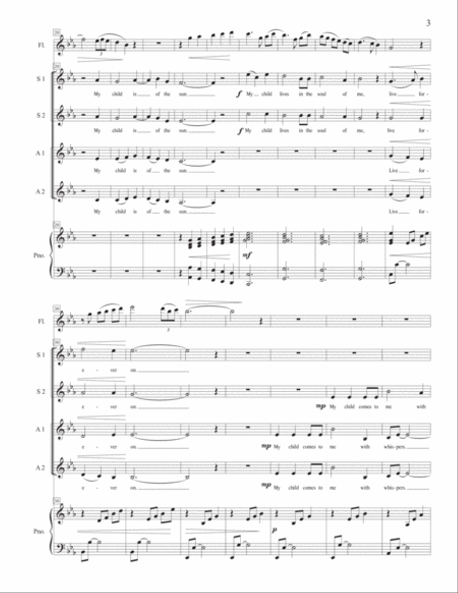 My Child - SSAA with piano and flute accompaniment image number null
