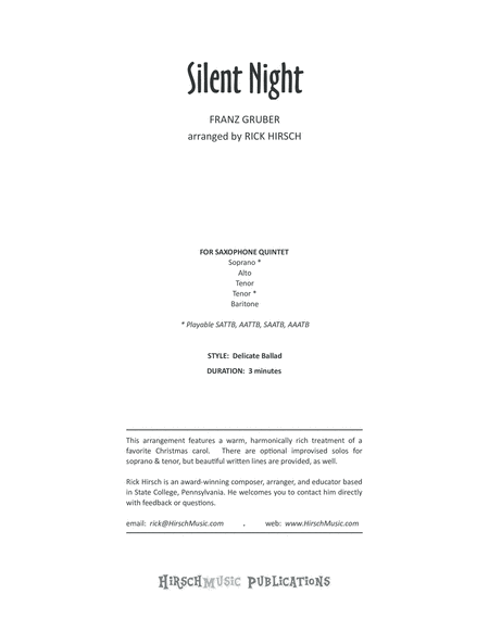 Silent Night - saxophone quintet image number null