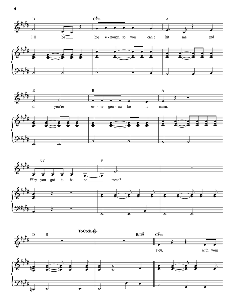 Mean Piano, Vocal scores gallery preview page 4