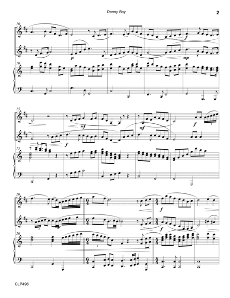 DANNY BOY - CLARINET DUET with Piano Accompaniment Clarinet Duet scores gallery preview page 2
