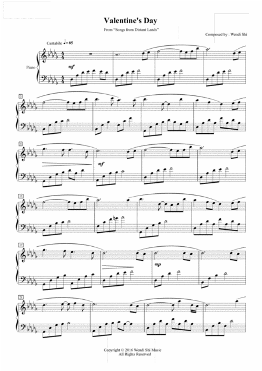 Valentine's Day Valentine's Day Piano Solo scores gallery preview page 1