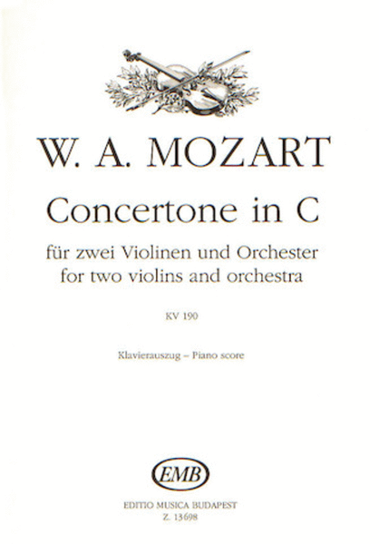 Concertone In C-2 Vln/pno