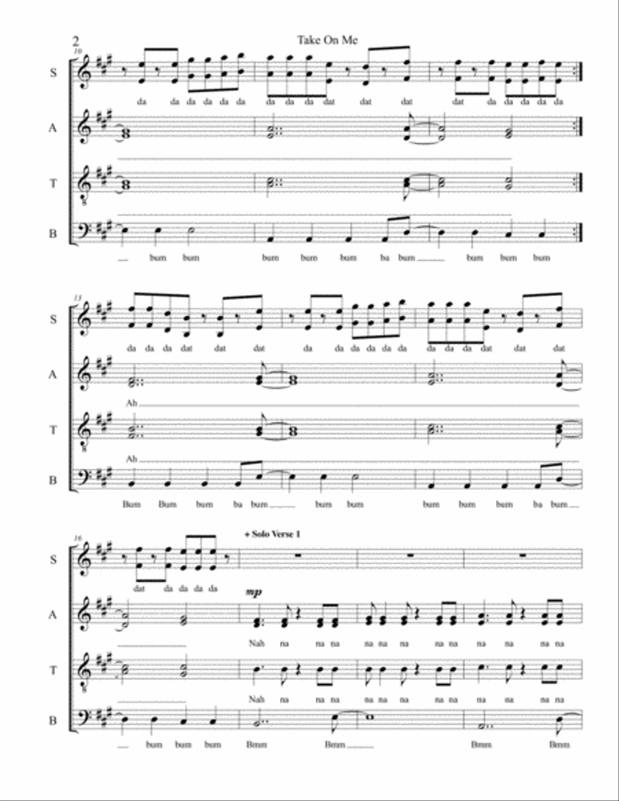 Take On Me 4-Part scores gallery preview page 2