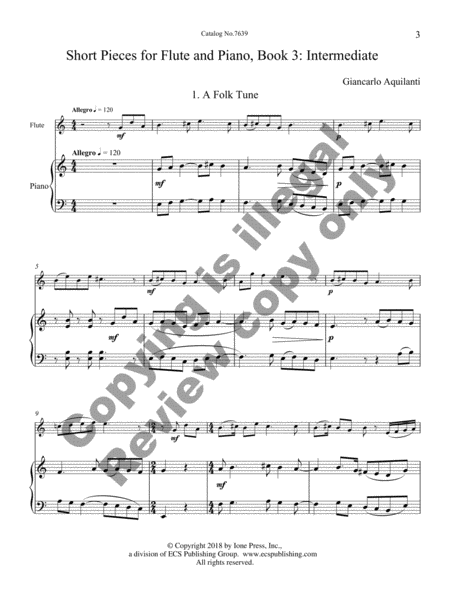 Short Pieces for Flute and Piano: Book 3: Intermediate