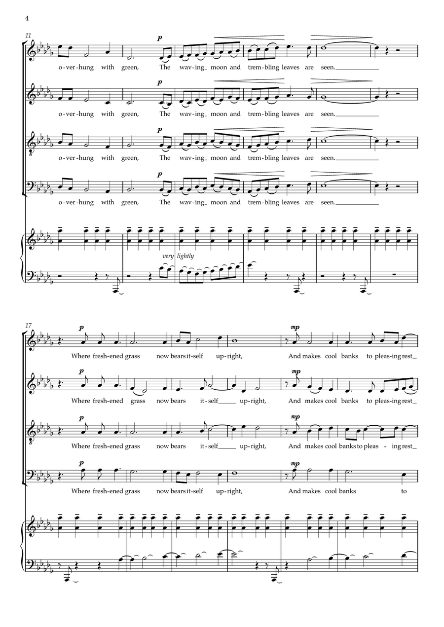 Pictures of Night (five movements for SATB choir, optional youth choir, and piano) 4-Part scores gallery preview page 4