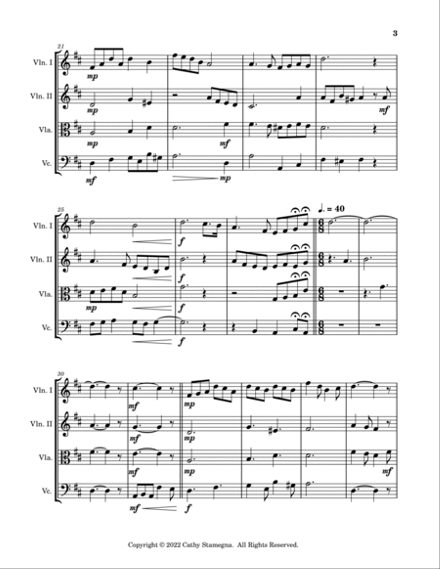 I’ll Take You Home Again, Kathleen (String Quartet: Two Violins, Viola, Violoncello) String Quartet scores gallery preview page 4