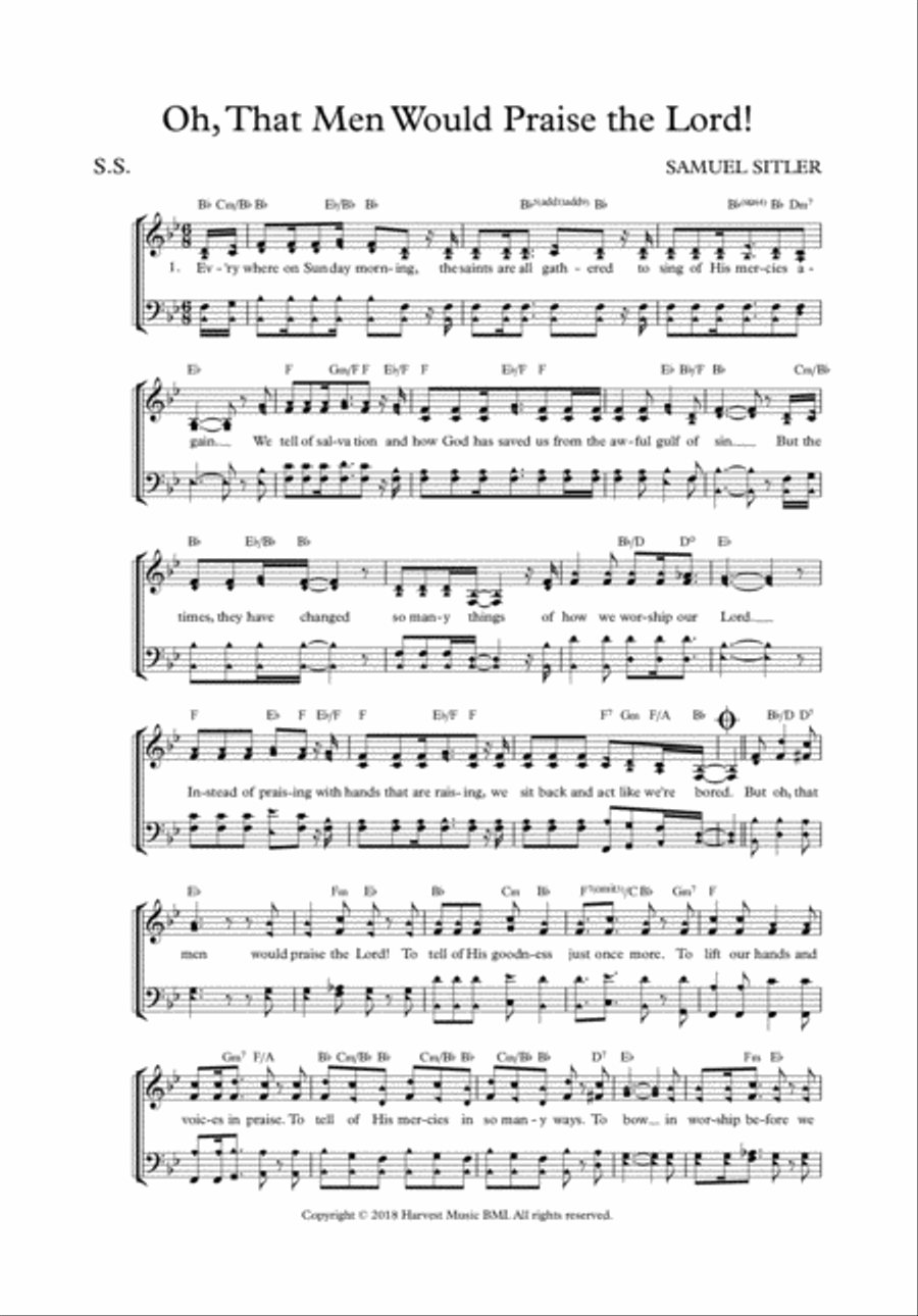 Oh, That Men Would Praise the Lord! 4-Part scores gallery preview page 1