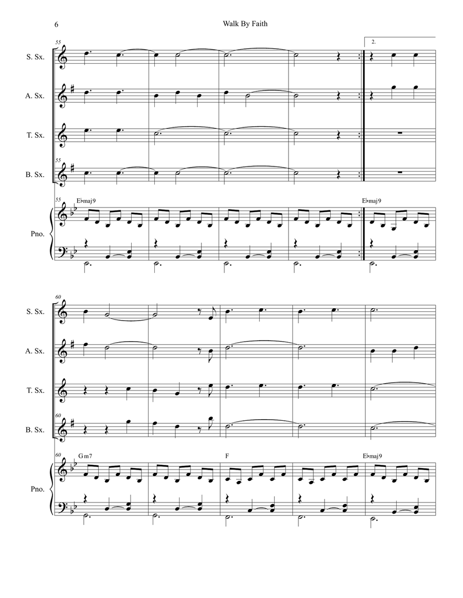 Walk By Faith Saxophone Quartet scores gallery preview page 6