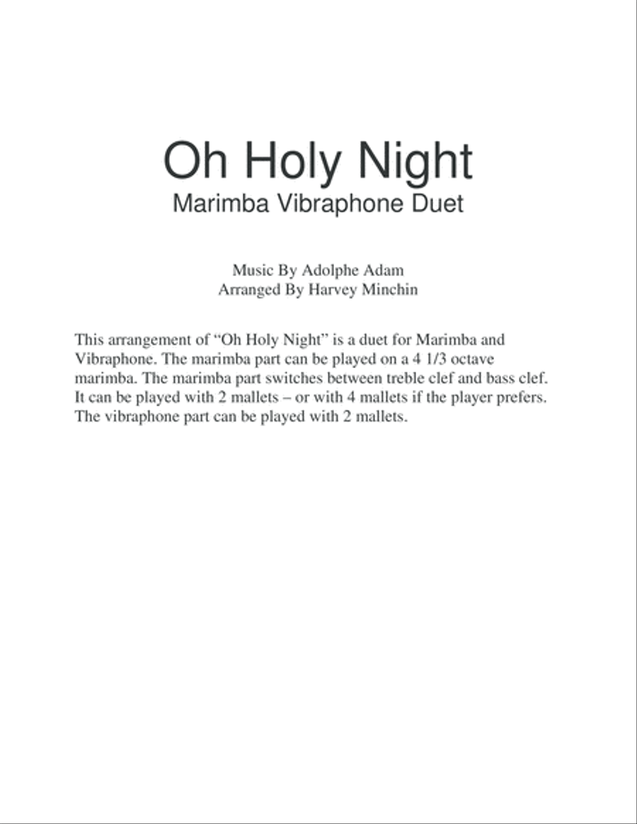 Oh Holy Night - Marimba Vibraphone Duet Marimba scores gallery preview page 2