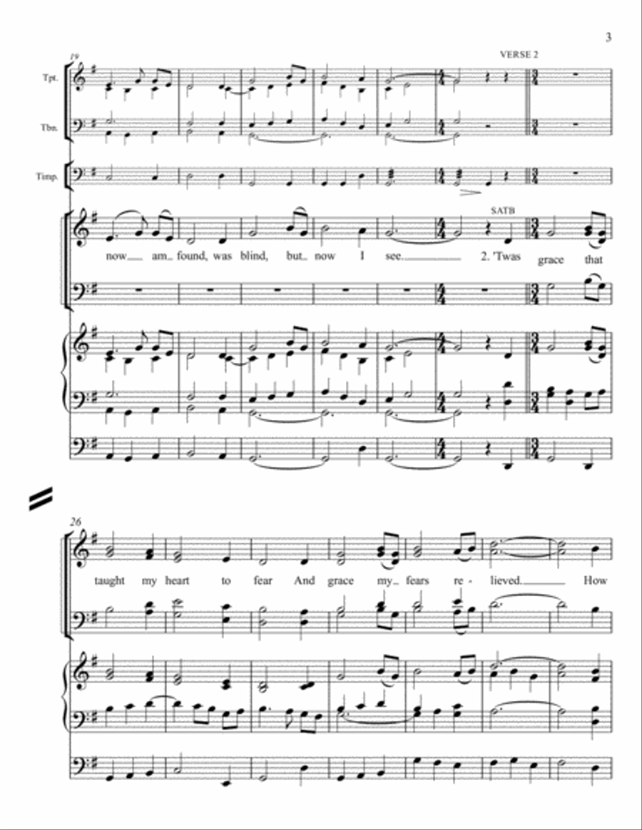 Amazing Grace - Concertato for brass, organ, and choir 4-Part scores gallery preview page 5