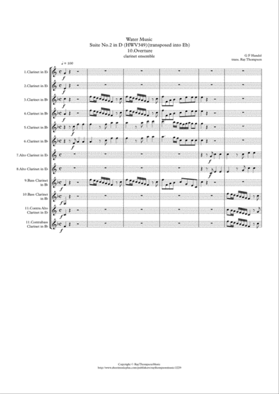 Handel: Suite No.2 in D (HWV349)(Complete) (in Eb) 
