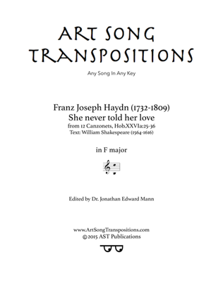Book cover for HAYDN: She never told her love (transposed to F major)