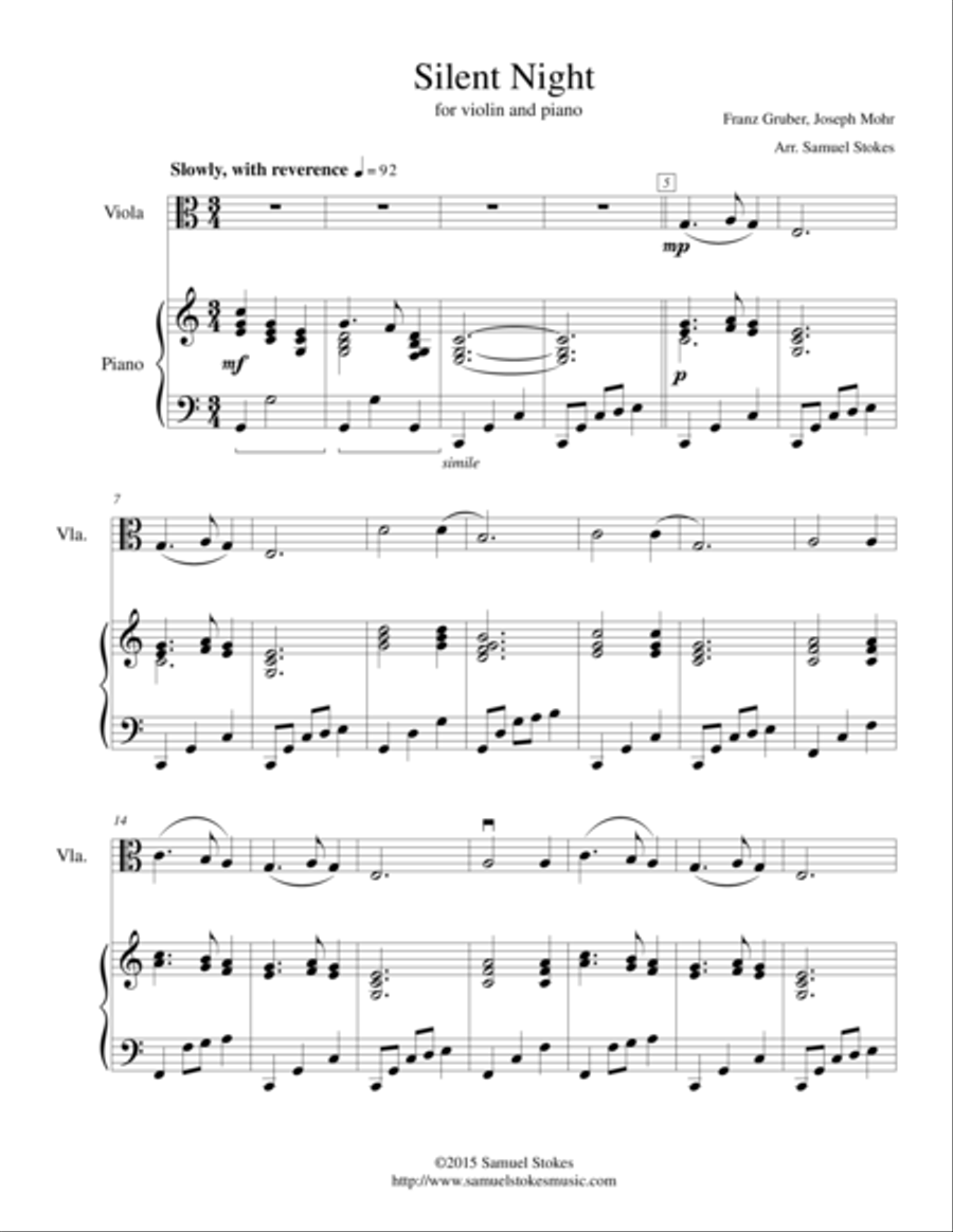 Silent Night - for viola and piano image number null
