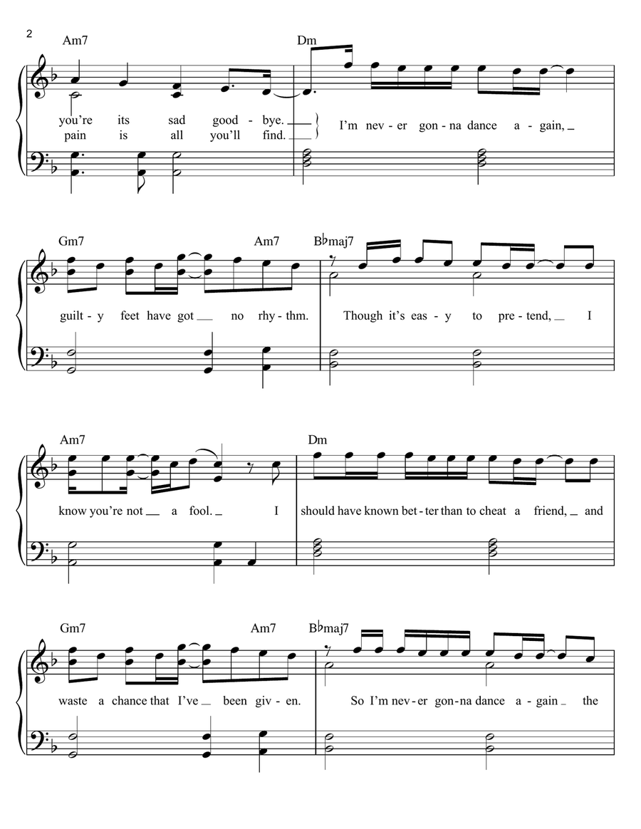 Careless Whisper Easy Piano scores gallery preview page 2