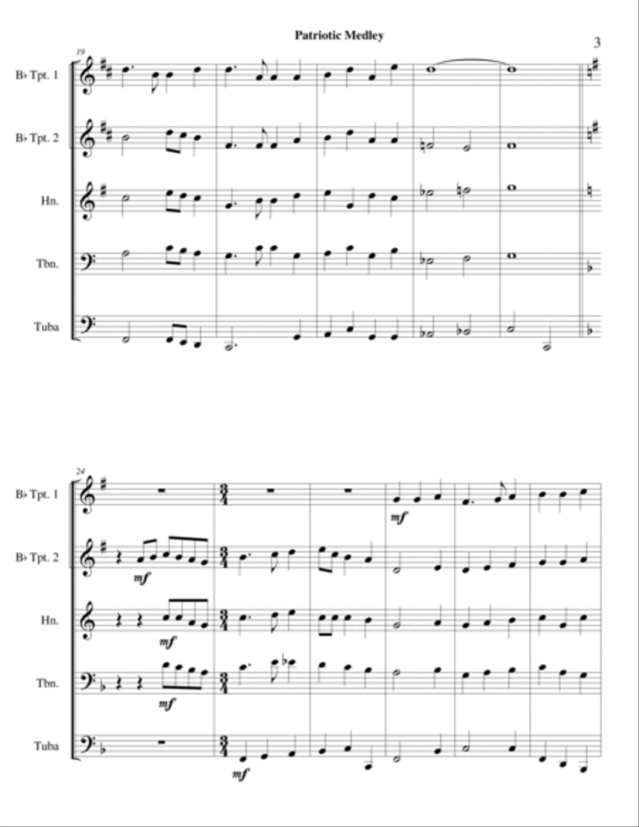 Patriotic Medley Brass Ensemble scores gallery preview page 3