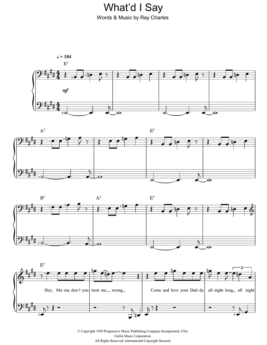 What'd I Say Easy Piano scores gallery preview page 1
