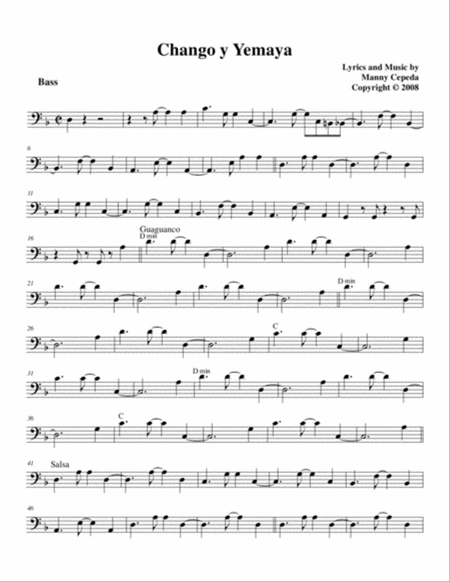 Changó y Yemayá Jazz Ensemble scores gallery preview page 1