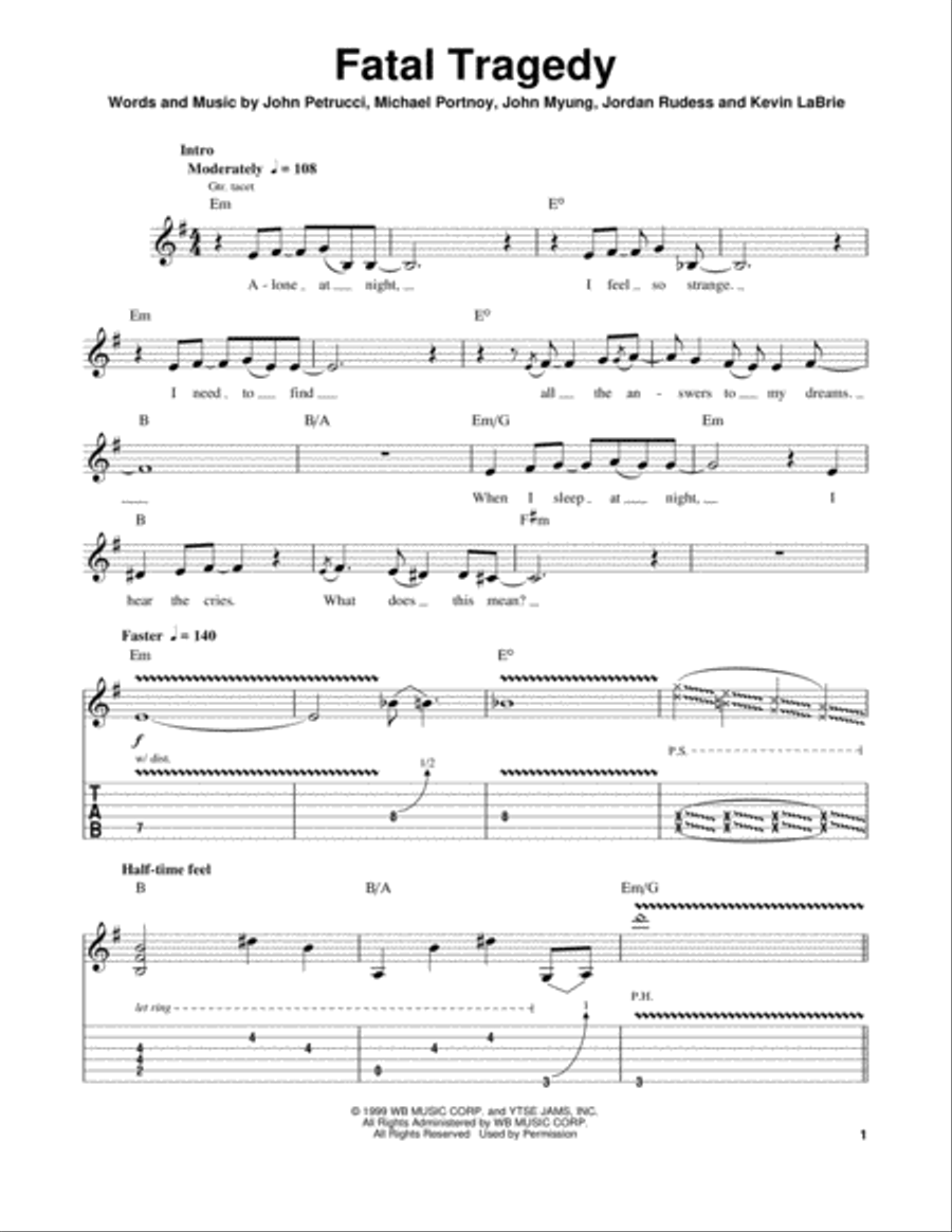 Fatal Tragedy Electric Guitar scores gallery preview page 1