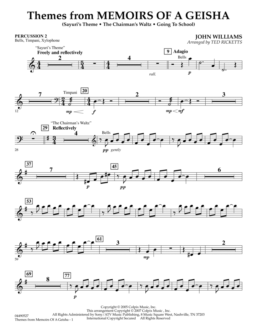 Themes from Memoirs of a Geisha - Percussion 2