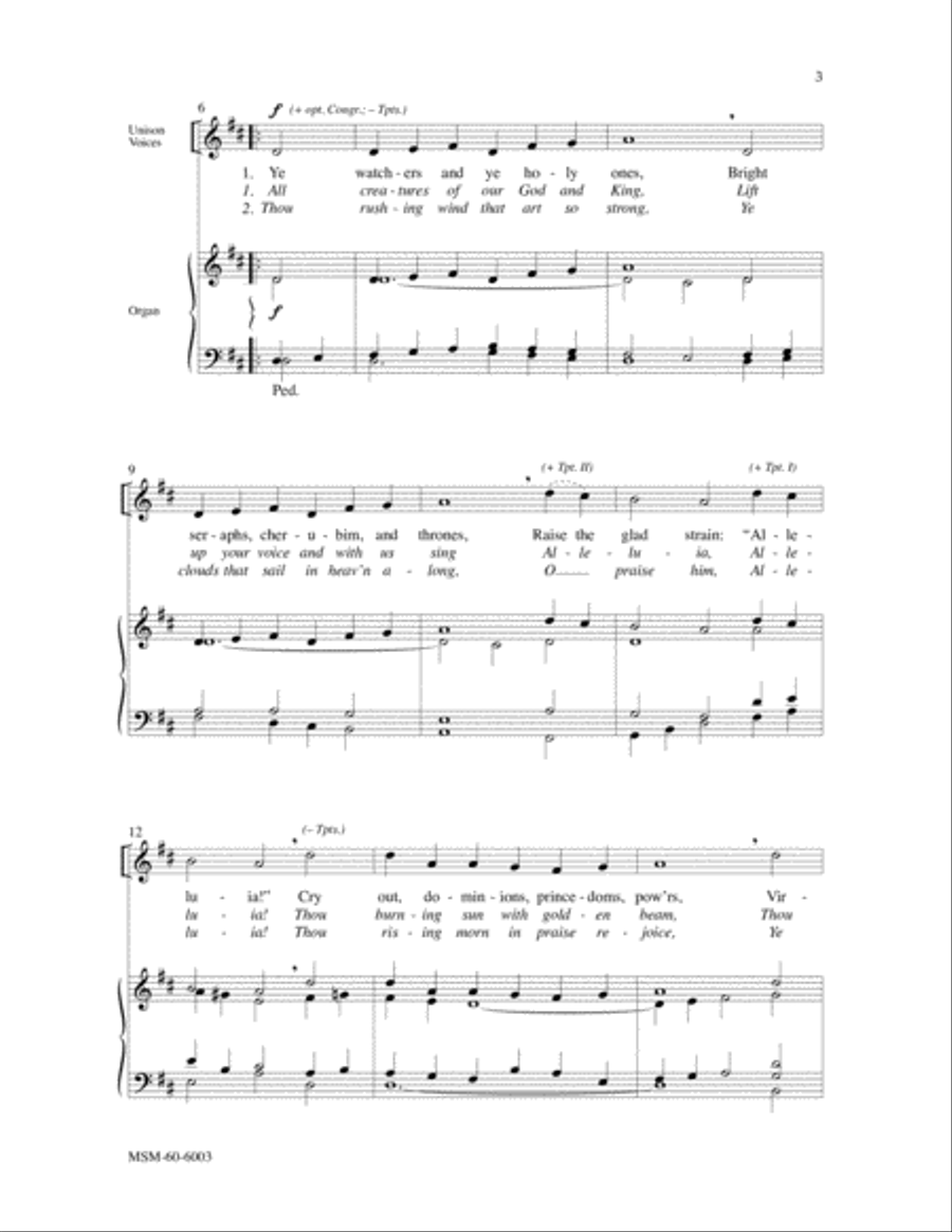 Ye Watchers and Ye Holy Ones All Creatures of Our God and King SSATB scores gallery preview page 3