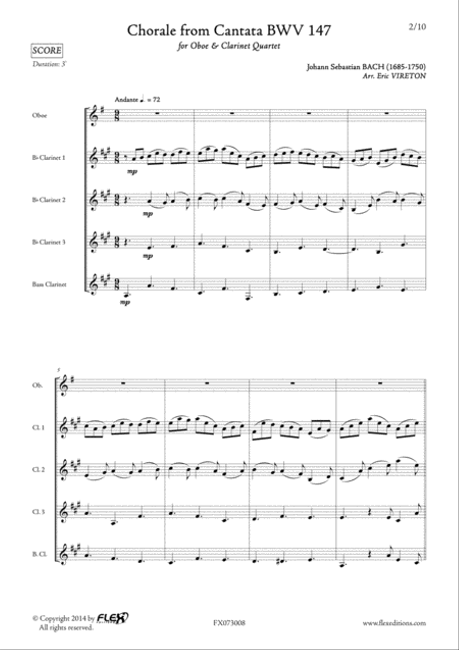 Chorale from Cantata BVW 147 Set of Parts scores gallery preview page 2