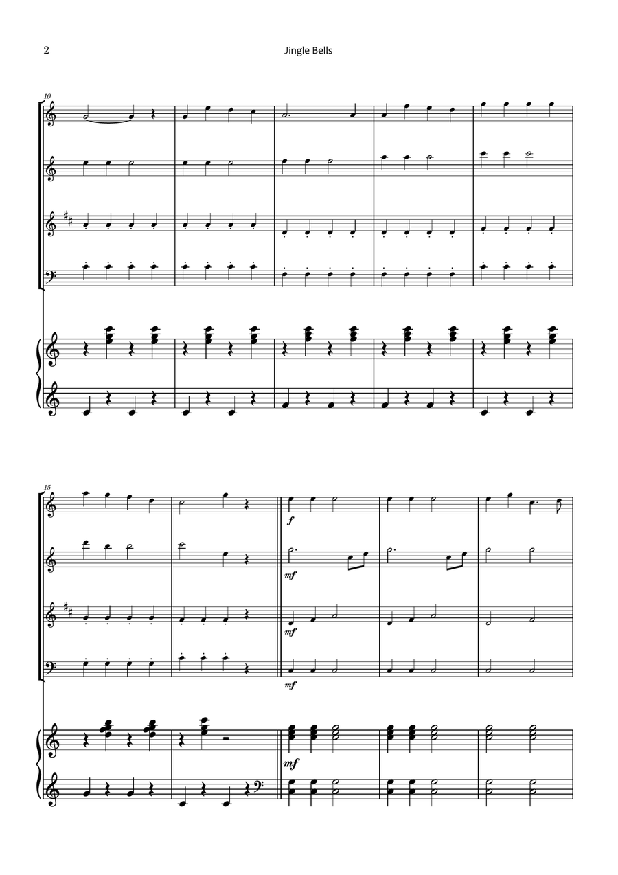 Jingle Bells Woodwind Quartet scores gallery preview page 2