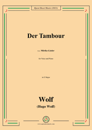 Wolf-Der Tambour,in E Major,IHW 22 No.5,from Morike-Lieder,for Voice and Piano