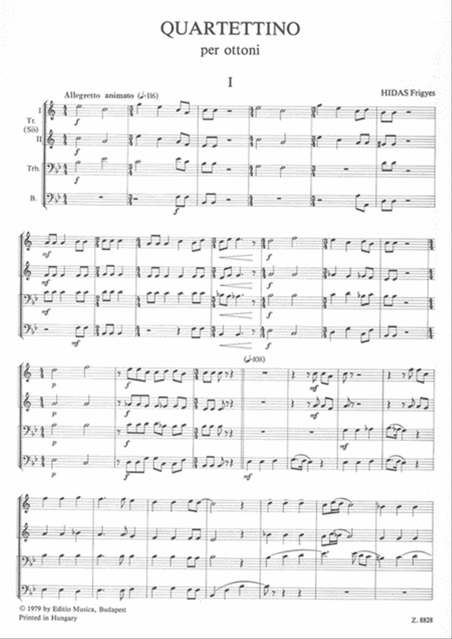 Quartettino für zwei Trompeten und zwei Posaunen Brass Quartet scores gallery preview page 2