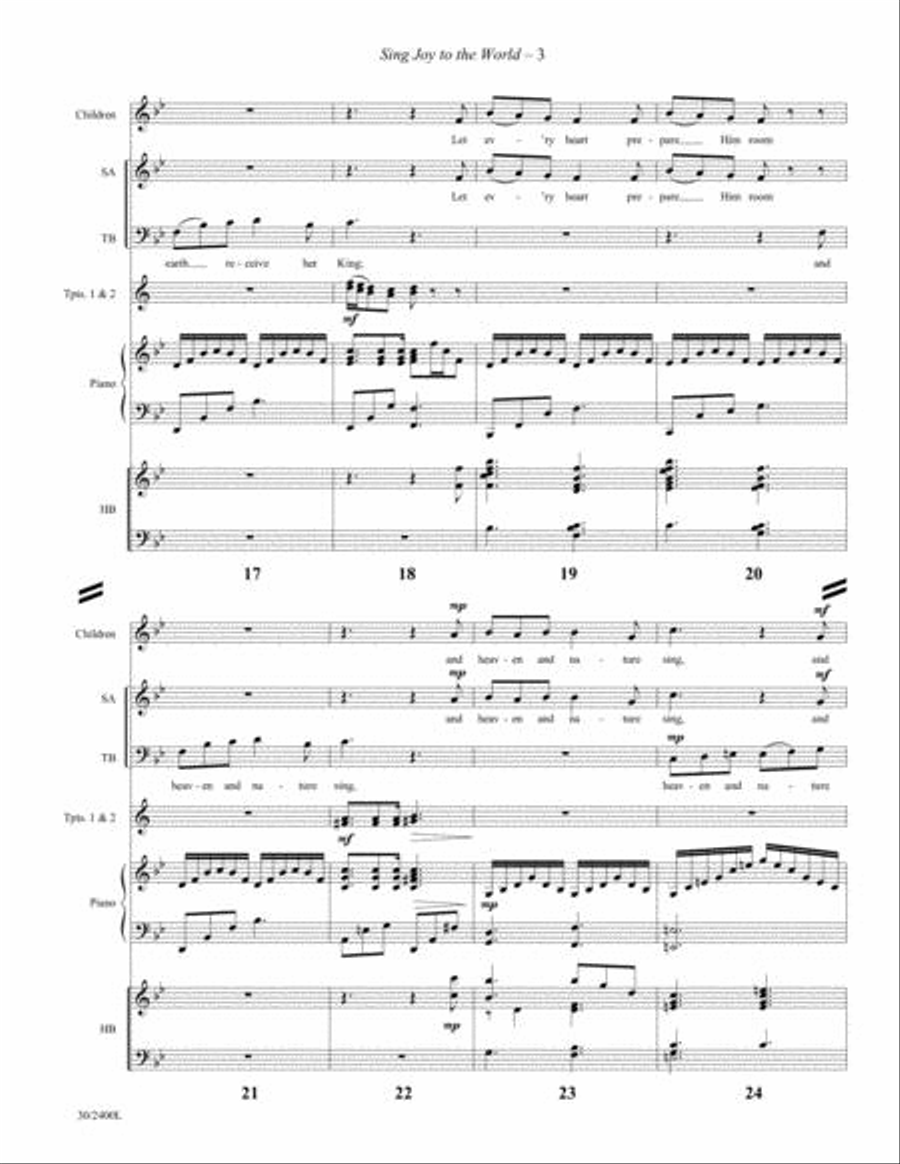 Sing Joy to the World - 2 Trumpets and Handbells (3 oct.) 3-Octaves scores gallery preview page 4