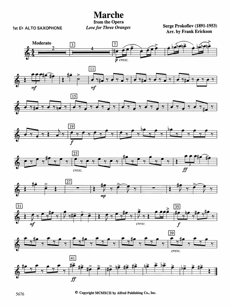 March from the Opera Love for 3 Oranges: E-flat Alto Saxophone